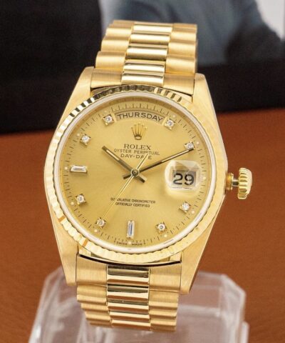 Rolex 18238 mặt trải tia vàng cọc kim cương