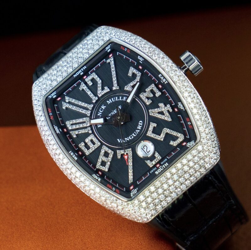 Franck Muller Vanguard V41 Steel Custom Diamond Black Dial