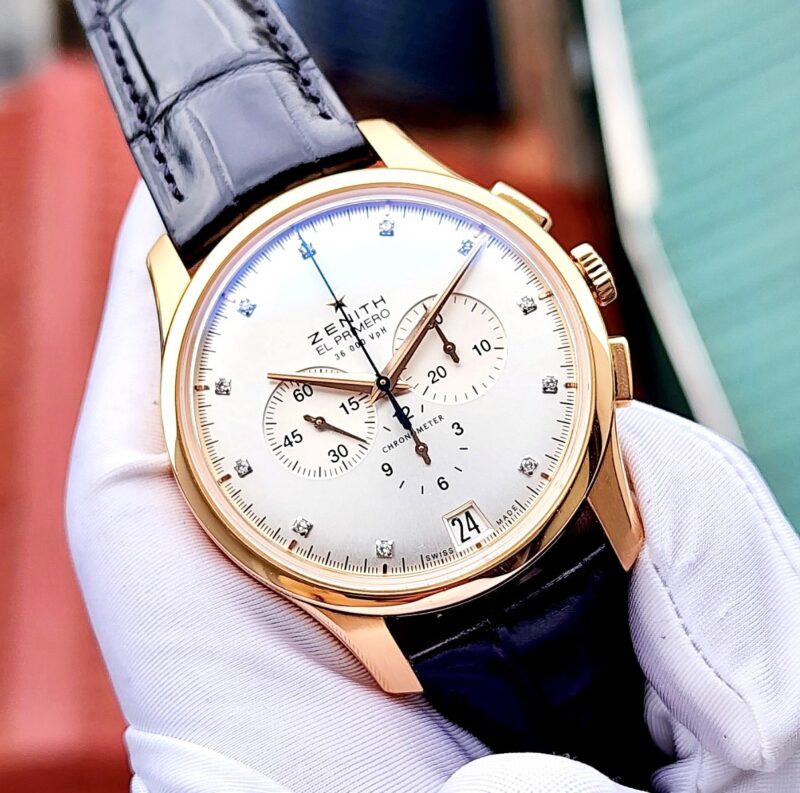 Đồng hồ Zenith El Primero Captain Chronograph 18k Rose Gold Diamond 18.2110.400/02.C498 Cũ Chính Hãng