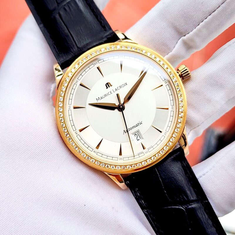 Đồng Hồ Maurice Lacroix vàng hồng 18k niềng kim cương Cũ