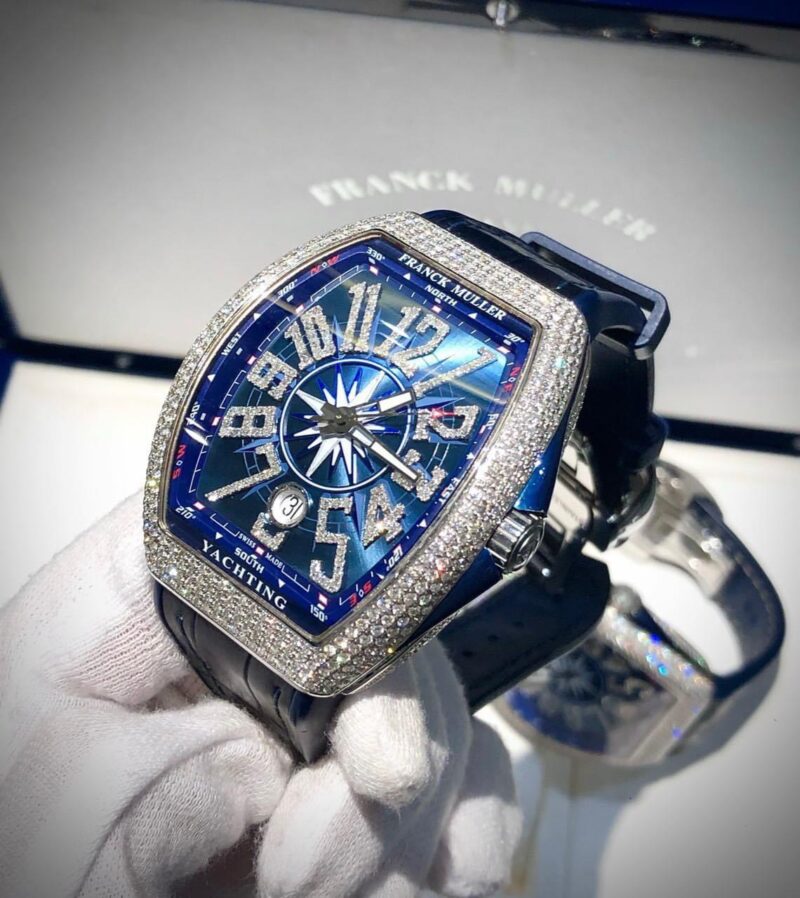 Đồng Hồ Franck Muller Yachting V41 Steel Custom Diamond Blue Dial Cũ