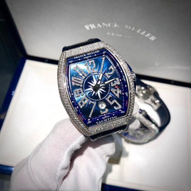 Đồng Hồ Franck Muller Yachting V41 Steel Custom Diamond Blue Dial Cũ