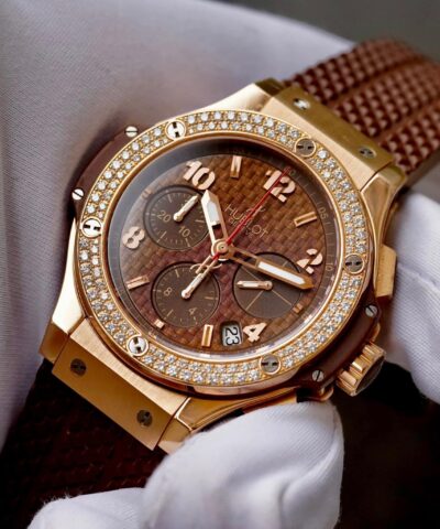 Đồng Hồ Hublot Big Bang Chronograp King Gold Capuchino Diamond 341.PC.1007.RX.114  Cũ